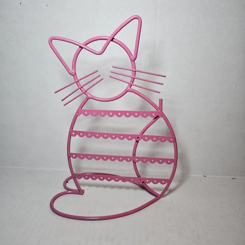 Metal Cat Shaped Dark Pink Earring Hanger Holder Earring Display Rack 24 pairs